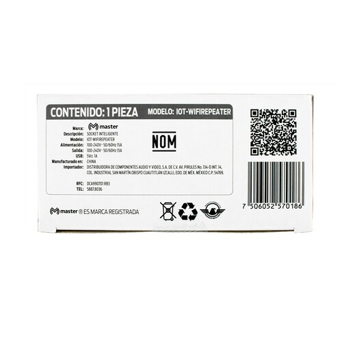Contacto 2 en 1 - Contacto Eléctrico Inteligente Wifi con Función de Repetidor de Señal Wifi - Master - IOT-WIFIREPEATE
