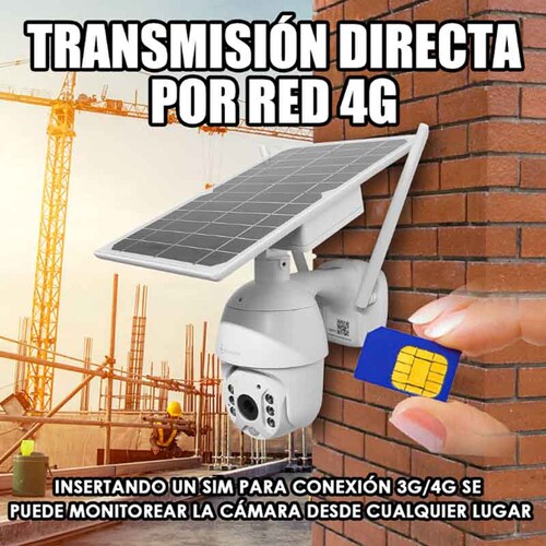 Cámara CCTV 4G Wifi Video HD Panel Solar Batería Movimiento