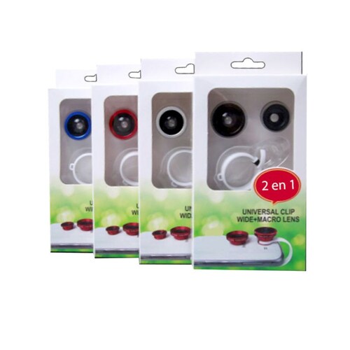 Kit 2 En 1 Lente Universal Fish Eye Macro Panoramico Clip