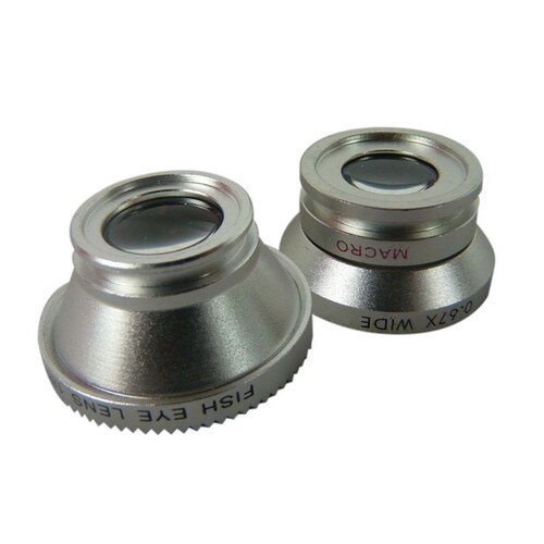 Kit 2 En 1 Lente Universal Fish Eye Macro Panoramico Clip