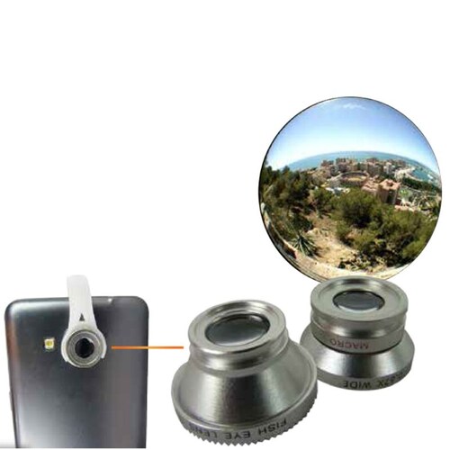 Kit 2 En 1 Lente Universal Fish Eye Macro Panoramico Clip