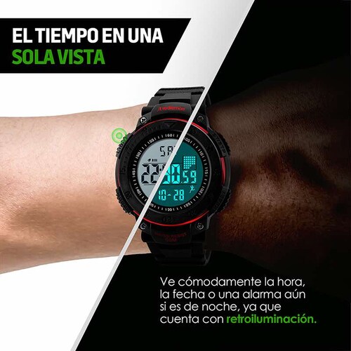 Redlemon Reloj Deportivo con Pantalla Digital, Resistente al Agua, Pantalla Retroiluminada, con Cronómetro, Alarma, Dual Time, Correa Ajustable, Modelo 1238