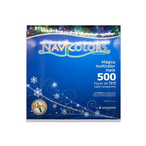 Serie Navideña 500 Led Luz Multicolor Mate 22 Mts Cable Transparente