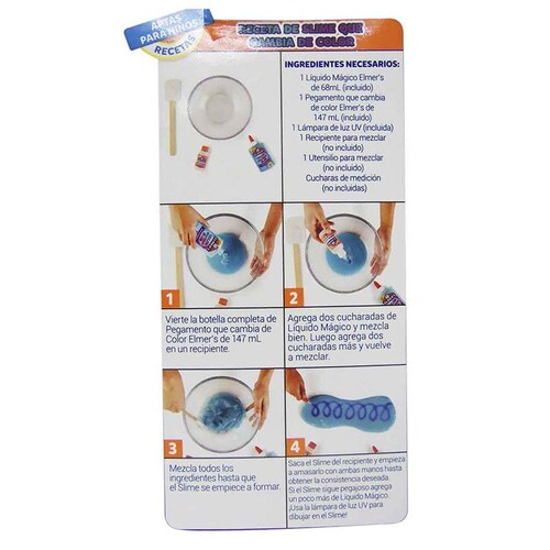 Kit Juego De Hacer Slime Cambia De Color 4 Pzas Niños Elmers