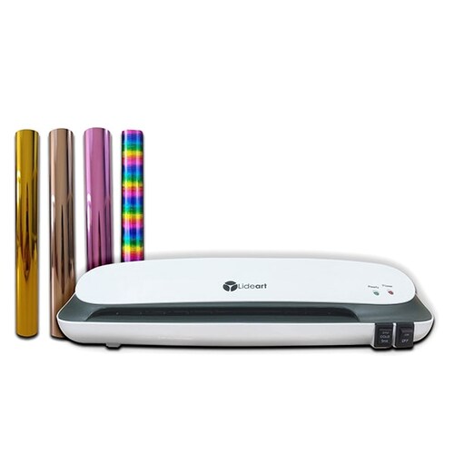 Lideart Paquete Laminadora Foil 9" + 4 Rollos de Foil Luminos 12"