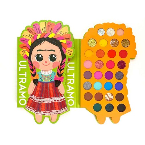 Paleta De Sombras Frida Con 30 Tonos Mate Satinado Y Glitter Ultramo