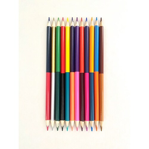 Caja Con 12 Lápices De Colores Bicolor 24 Tonos 18 Cm
