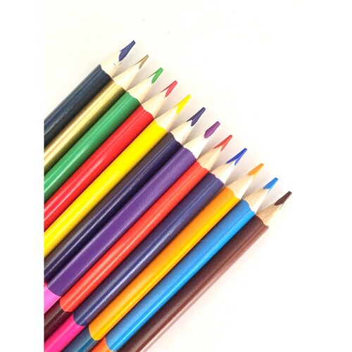 Caja Con 12 Lápices De Colores Bicolor 24 Tonos 18 Cm