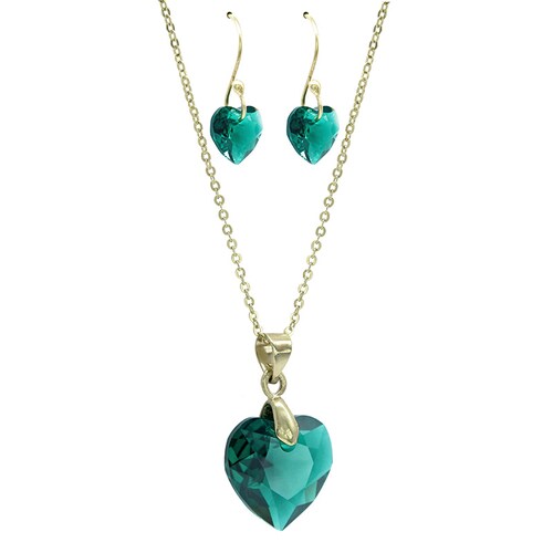 Collar y Pendientes Heart con Crystal Austriaco y Plata Mexicana 0,925