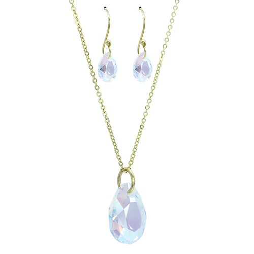 Collar y Pendientes Pear con Crystal Austriaco y Plata Mexicana 0,925