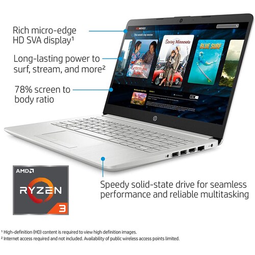 Laptop Hp 14 Ryzen 3-3250u 1tb Ram 4gb Radeon - Plata