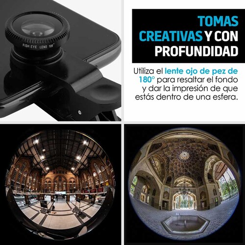 Lentes para Celular 3 Pz Universal Fisheye Macro Wide Redlemon