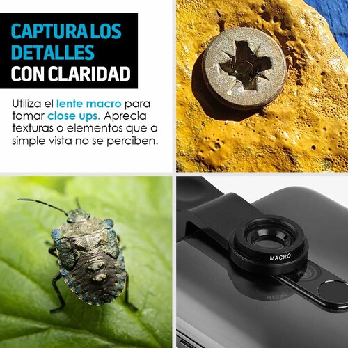 Lentes para Celular 3 Pz Universal Fisheye Macro Wide Redlemon