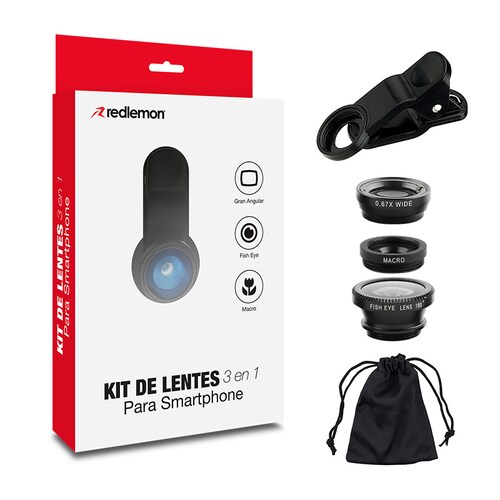 Lentes para Celular 3 Pz Universal Fisheye Macro Wide Redlemon