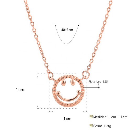 Estuche Collar Cara Feliz Happy Gargantilla Plata Ley 925 +.