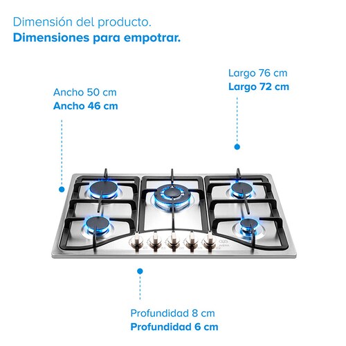 Parrilla de Gas Acero Inoxidable con 5 Quemadores Avera AI5
