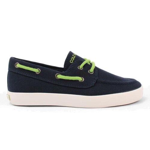 Tenis Cole Haan Náutico Para Niño Azul Con Verde Limón
