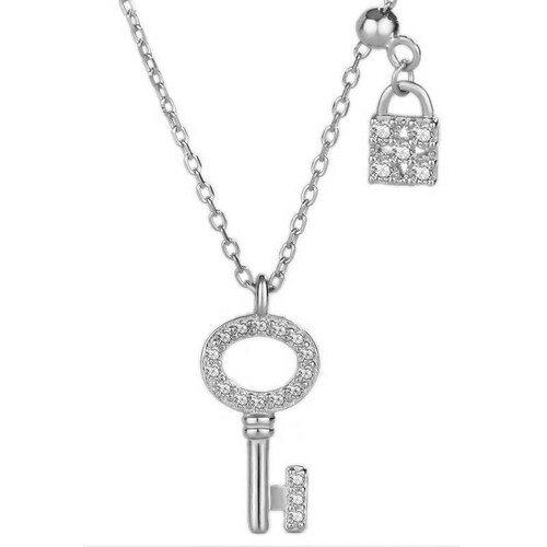 Gargantilla  Premium  Llave / Candado VAROURO  Plata Ley 925 + Estuche.