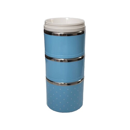 Lonchera Termica Porta Lunch Box Metal acero inoxidable divisiones Contenedores ninos hombre mujer  Color Azul