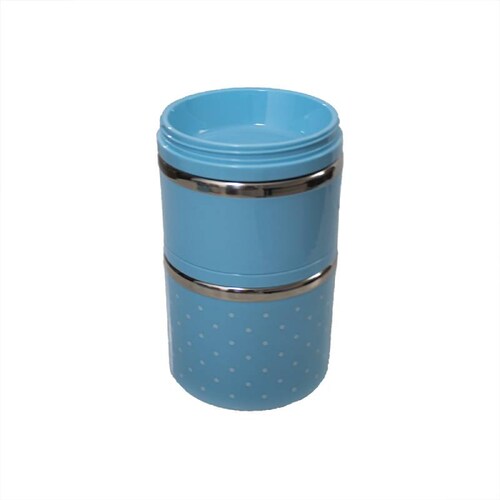 Lonchera Termica Porta Lunch Box Metal acero inoxidable divisiones Contenedores ninos hombre mujer  Color Azul