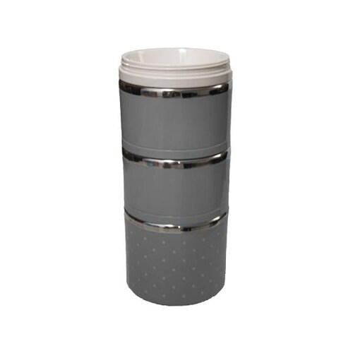 Lonchera Termica Porta Lunch Box Metal acero inoxidable divisiones Contenedores ninos hombre mujer  Color Gris