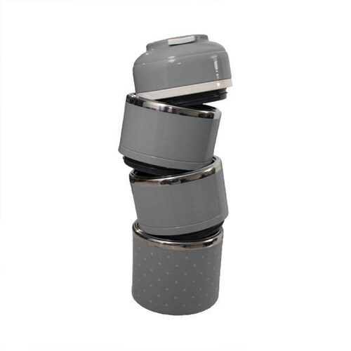 Lonchera Termica Porta Lunch Box Metal acero inoxidable divisiones Contenedores ninos hombre mujer  Color Gris