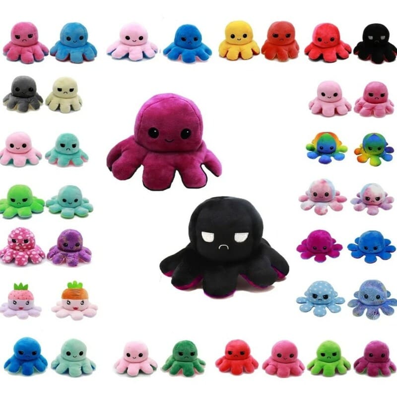 Pulpo Pulpito Reversible Anti Estres Feliz Enojado Colores