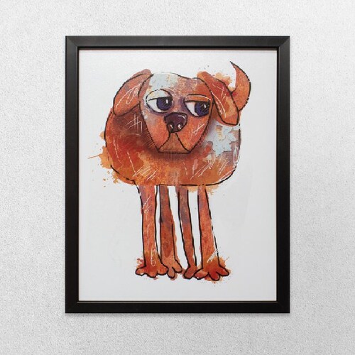 Hermoso Cuadro De Perrito 16x20 Pulgadas