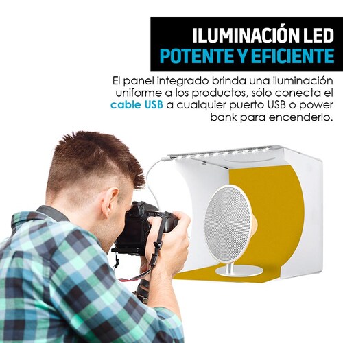 Caja De Luz Para Fotografía Redlemon 77849 Blanco Semi Profesional Portátil  Con Leds Usb Y 6 Fondos De Colores