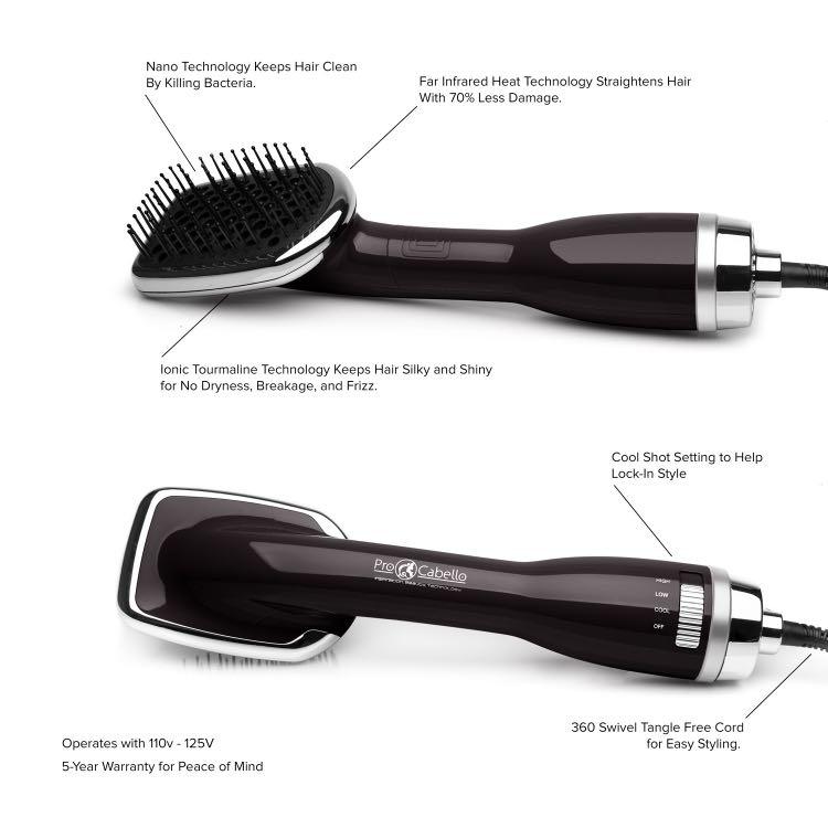 Cepillo Secador De Aire Black 3 en 1 Blower Brush Procabello