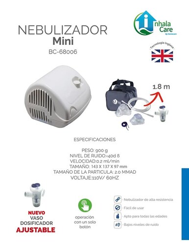 Mini Nebulizador Inhalacare Portátil Silencioso Ligero