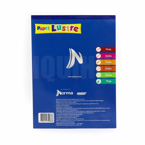 Block De Papel Lustre Norma Tamaño Carta 50h 10 Colores