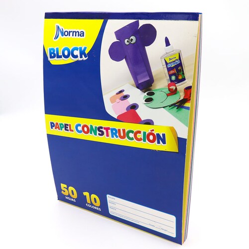 Block Papel Construcción Carta Norma 50h 10 Colores Papel