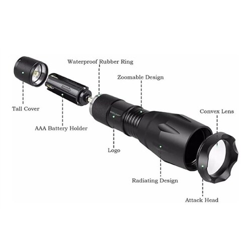 Lampara Tactica 808 11  T6 Aluminio Aeronautico Luz Led 10000 Lumenes 