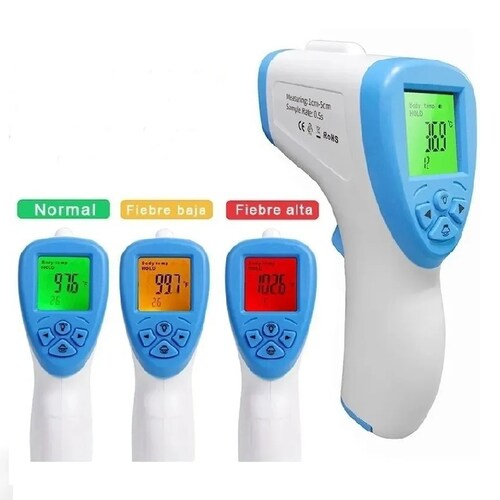 Termometro infrarojo medico sin contacto con pilas AZUL