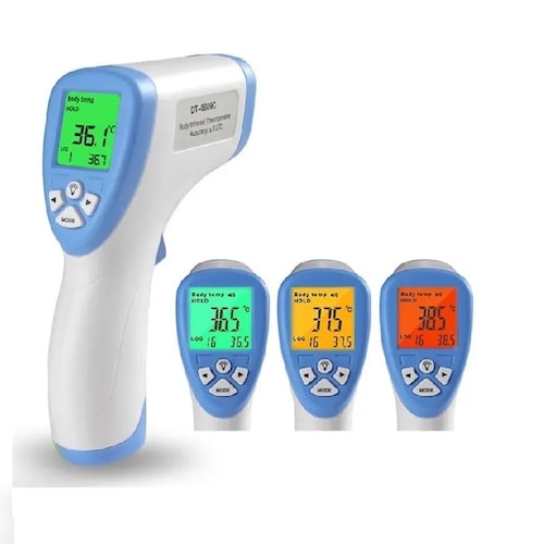 Termometro infrarojo medico sin contacto con pilas AZUL