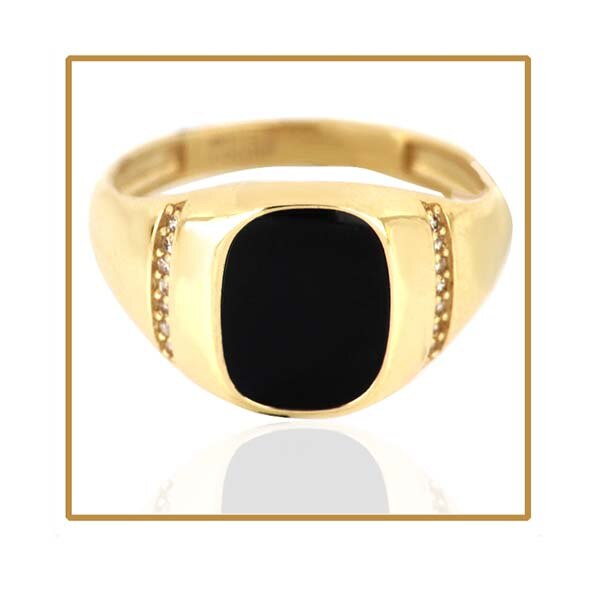 Anillo para Caballero con valo Negro en Oro de 14 K Obsequio