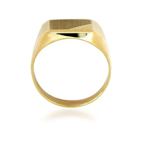 Anillo para Caballero en Diseño de Placa Cepillada y Pulida en Oro 14 K + Obsequio