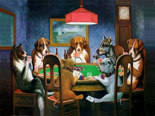 Cuadro Decorativo Canvas Perros jugando Poker de  Cassius Marcellus Coolidge