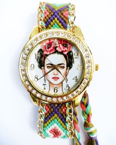 Reloj Mujer Frida Kahlo Correa Tejida Vintage Artesanal Dama