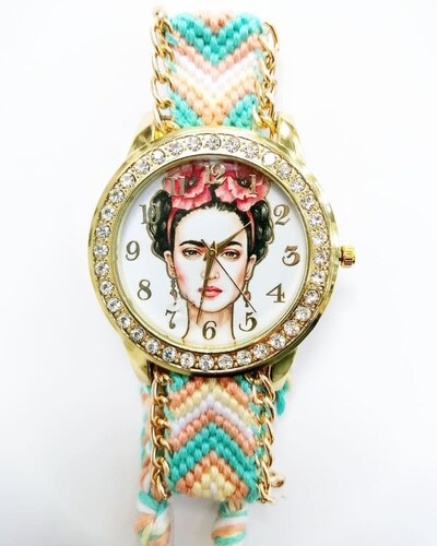 Reloj Mujer Frida Kahlo Correa Tejida Vintage Artesanal Dama