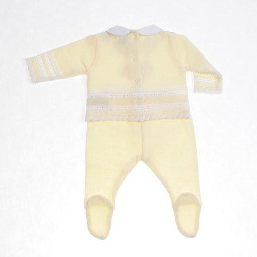 Conjunto Tejido tipo Mameluco para Bebé color Amarillo 0 a 2 años