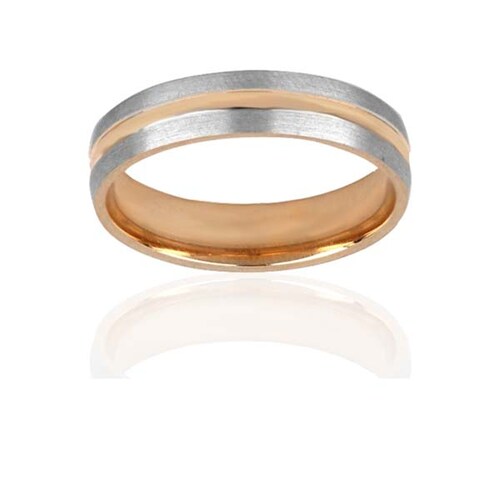 Argolla en Dos Oros con Línea Cóncava en el Cinturón de 14 K + Obsequio