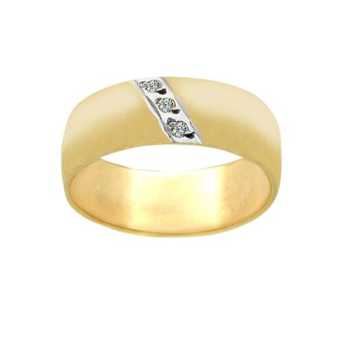 Argolla con Línea Diagonal de Circonias en Oro de 14 K + Obsequio