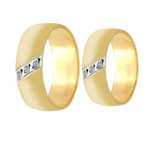 Argolla con Línea Diagonal de Circonias en Oro de 14 K + Obsequio