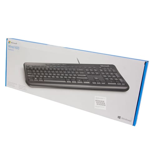 Teclado Microsoft Wired Keyboard 600 Querty Español, negro
