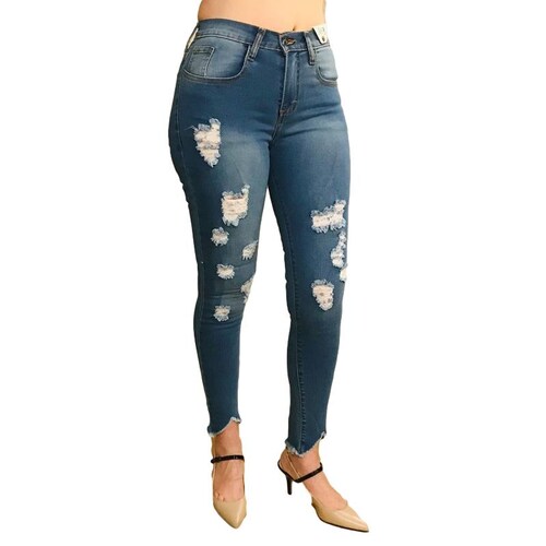 Jeans skinny mujer pantalon de mezclilla rasgado roto para dama stretch Arely 
