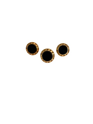 Juego de Joyas Redondo Greca Black, Juego de Aretes y Anillo Enchapado en Oro de 18 Quilates, 18K, Regalo Ideal para Mamá/Novia/Esposa