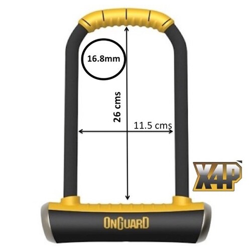 Candado De Seguridad Para Bicicleta OnGuard U-Lock Mod.8000 Nivel De Seg.95