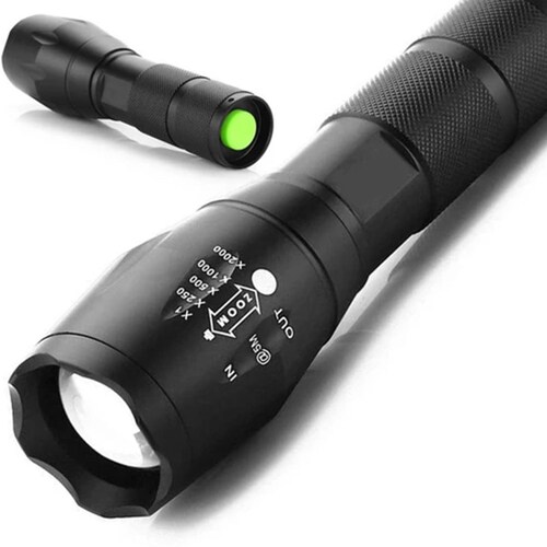 Linterna Lampara Táctica Linterna De Mano 3000 Lumenes Fralugio Cree Led T6 Recargable Con Zoom